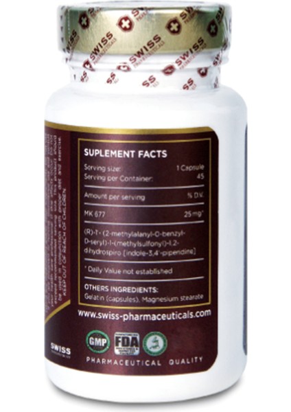 Swiss Pharmaceuticals MK-677 25 Mg 45 Kapsül fiyatları