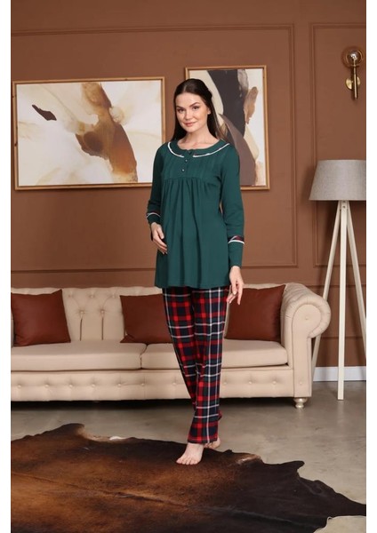 Birolgaye Bone Club 5710 Kadife Hamile Lohusa 3 Lü Pijama Sabahlık Tk