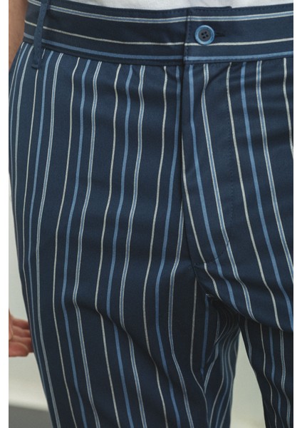 Çizgili Lacivert Renk Super Slim Fit Erkek Şort fiyatları