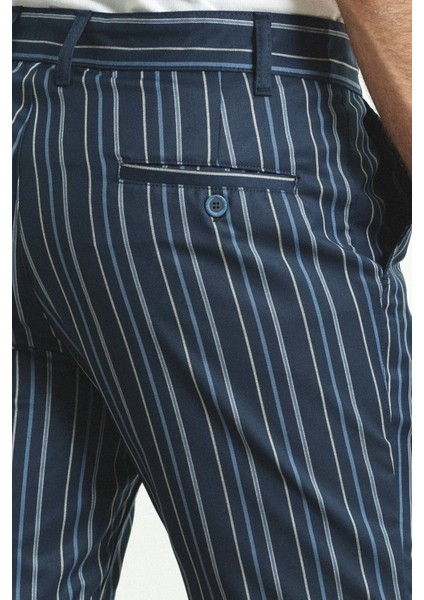 Çizgili Lacivert Renk Super Slim Fit Erkek Şort modelleri