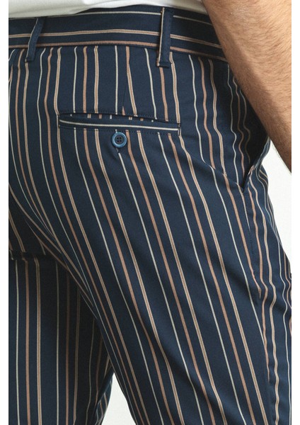 Çizgili Kamel Rengi Super Slim Fit Erkek Şort modelleri