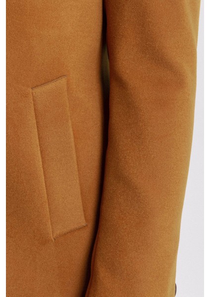 Düz Kamel Rengi Slim Fit Mono Yaka Klasik Yün Erkek Kaban modelleri