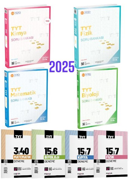 2025 TYT Matematik Soru Bankası - Fizik Soru Bankası - Kimya Soru Bankası - Biyololoji Soru Bankası + TYT 4 Deneme Set