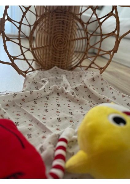 Yeni Doğan Bebek %100 Organik Pamuk Organik Boya Bebek Bakım Örtüsü 100X100 cm Müslin Bez ve Kes
