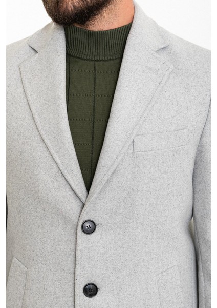 Düz Gri Slim Fit Mono Yaka Kaşe Erkek Kaban fiyatları