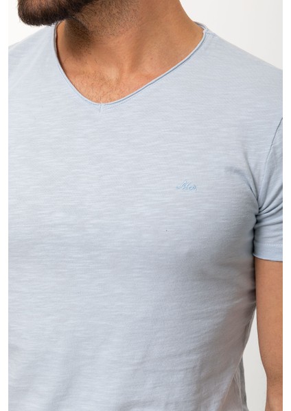 Desenli Slim Fit V Yaka Basic Erkek T-Shirt fiyatları