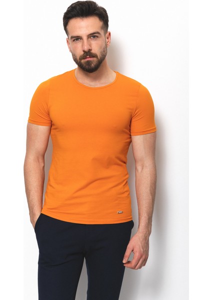 Düz Super Slim Fit Bisiklet Yaka Basic Erkek T-Shirt