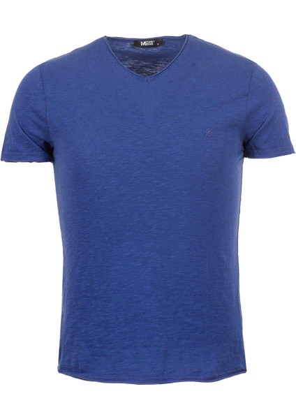 Desenli Slim Fit V Yaka Basic Erkek T-Shirt