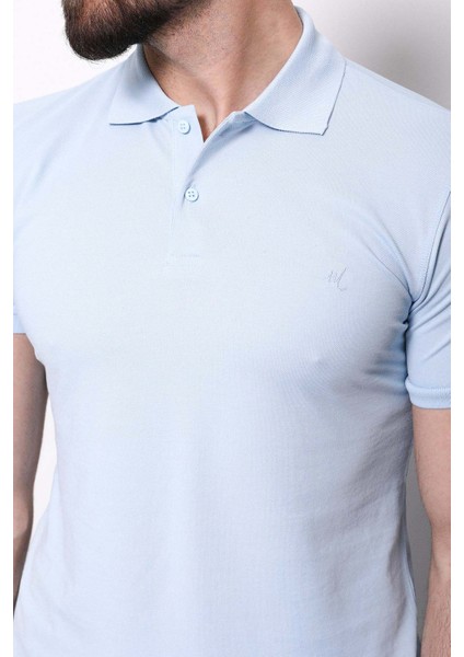 Düz Mavi Renk Slim Fit Polo Yaka Basic Erkek T-Shirt fiyatları