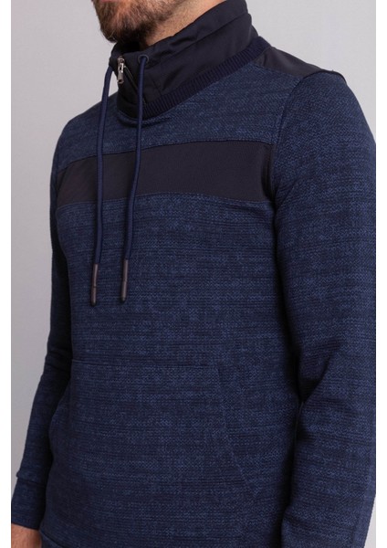 Kırçıllı Lacivert Renk Slim Fit Uzun Kollu Yarım Balıkçı Yaka Erkek Sweat fiyatları