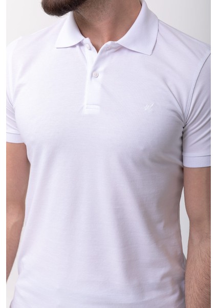Düz Beyaz Renk Slim Fit Polo Yaka Basic Erkek T-Shirt fiyatları