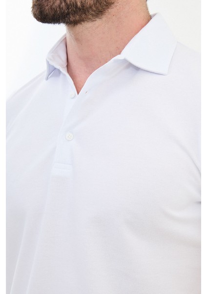 Duz Beyaz Renk Slim Fit Polo Yaka Erkek T-shirt fiyatları
