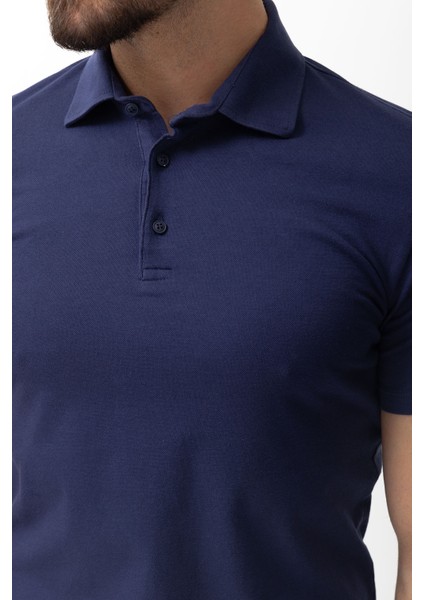 Duz Lacivert Renk Slim Fit Polo Yaka Erkek T-shirt fiyatları