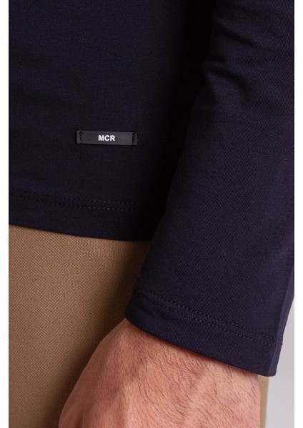 Düz Lacivert Renk Slim Fit Uzun Kollu Tam Balıkçı Yaka Erkek Penye modelleri