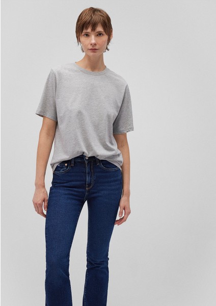 Bisiklet Yaka Gri Basic Tişört 1600955-83096