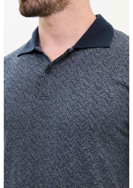 Desenli Lacivert Slim Fit Polo Yaka Erkek T-Shirt fiyatları