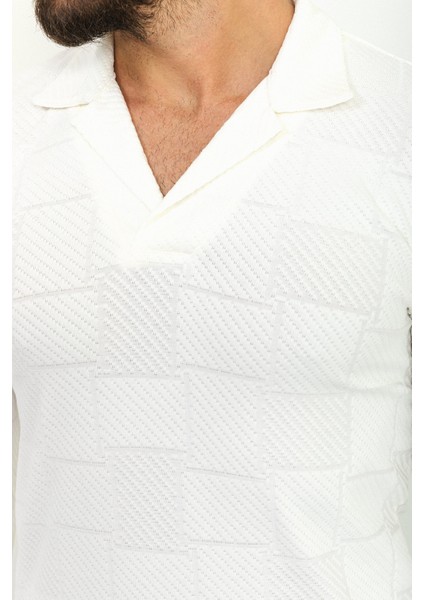Desenli Beyaz Renk Slim Fit Apaç Yaka Uzun Kollu Erkek T-Shirt indirimleri