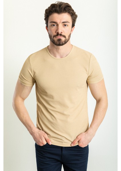 Düz Slim Fit Bisiklet Yaka Erkek T-Shirt modelleri