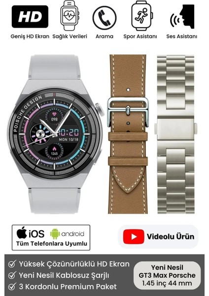 Premium Full Hd Ios Android Uyumlu Gt3 Max Spor Sağlık Sensörlü Watch 3 Kordonlu Akıllı Saat