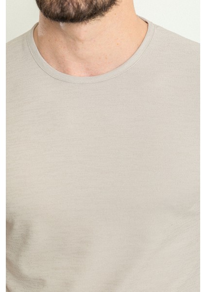 Düz Gri Renk Slim Fit Bisiklet Yaka Erkek T-Shirt fiyatları