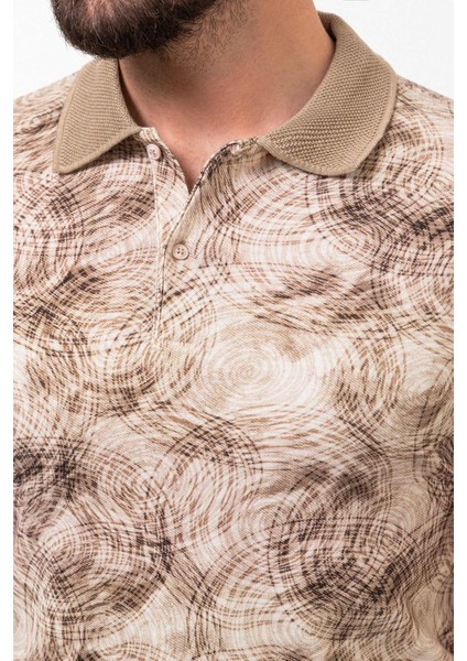 Desenli Kahverengi Slim Fit Polo Yaka Erkek T-Shirt fiyatları