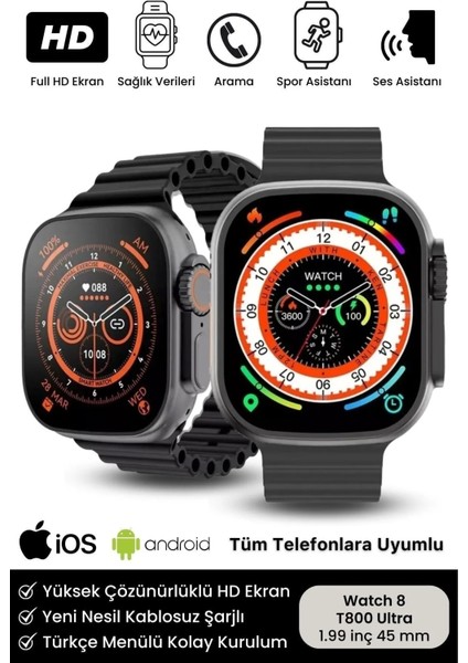 Watch 8 Ultra Series Ios Android Uyumlu Spor Sağlık Sensörlü 45MM Ultra Akıllı Saat