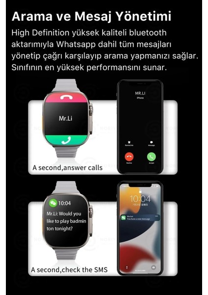 Watch 8 Ultra Series Ios Android Uyumlu Spor Sağlık Sensörlü 45MM Ultra Akıllı Saat