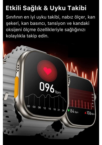 Watch 8 Ultra Series Ios Android Uyumlu Spor Sağlık Sensörlü 45MM Ultra Akıllı Saat