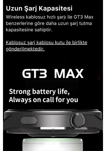 Premium Full Hd Ios Android Uyumlu Gt3 Max Spor Sağlık Sensörlü Watch 3 Kordonlu Akıllı Saat
