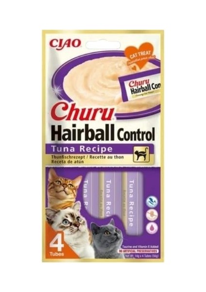 Ciao Churu Hairball -Tüy Yumağı Kontrollü- Ton Balıklı Ödül Maması 4 x 14G fiyatları