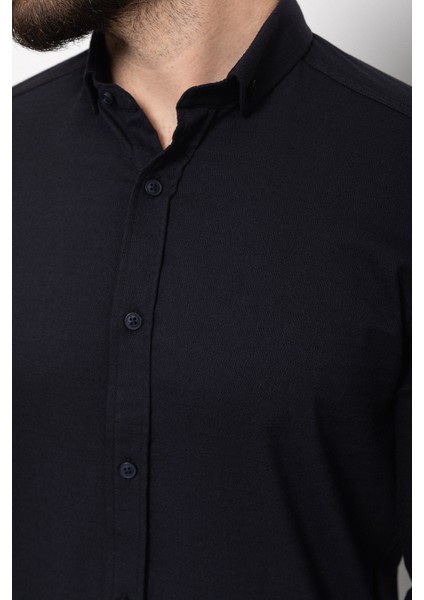 Desenli Lacivert Renk Slim Fit Erkek Gömlek fırsatları