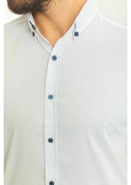 Desenli Beyaz Renk Slim Fit Kısa Kollu Erkek Gömlek fiyatları