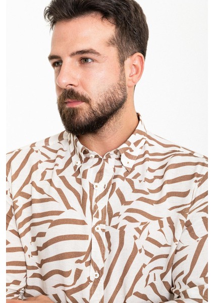 Desenli Kamel Slim Fit Uzun Kollu Erkek Gömlek fiyatları