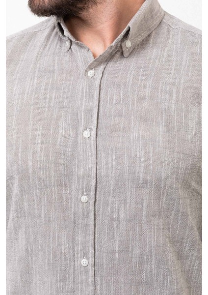 Kırçıllı Kahverengi Slim Fit Uzun Kollu Erkek Gömlek fiyatları