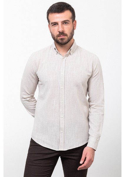 Kırçıllı Taş Slim Fit Uzun Kollu Erkek Gömlek modelleri
