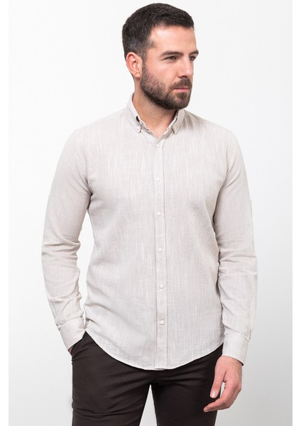 Kırçıllı Taş Slim Fit Uzun Kollu Erkek Gömlek fırsatları