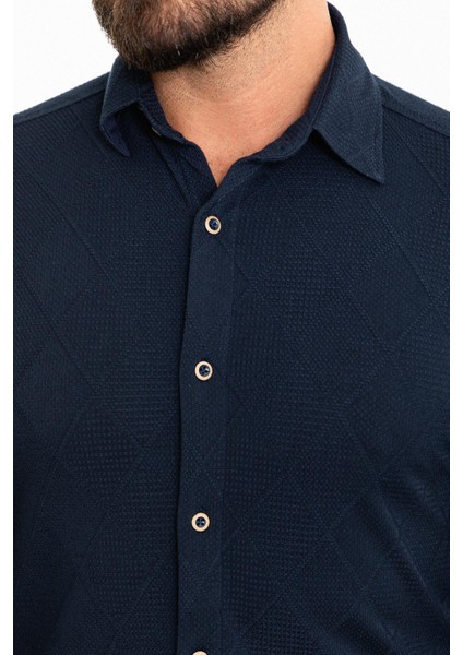Desenli Lacivert Slim Fit Erkek Gömlek fiyatları