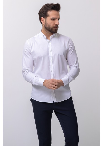 Desenli Slim Fit Klasik Erkek Gömlek