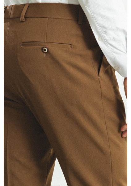 Pileli Kamel Rengi Slim Fit Erkek Pantolon modelleri