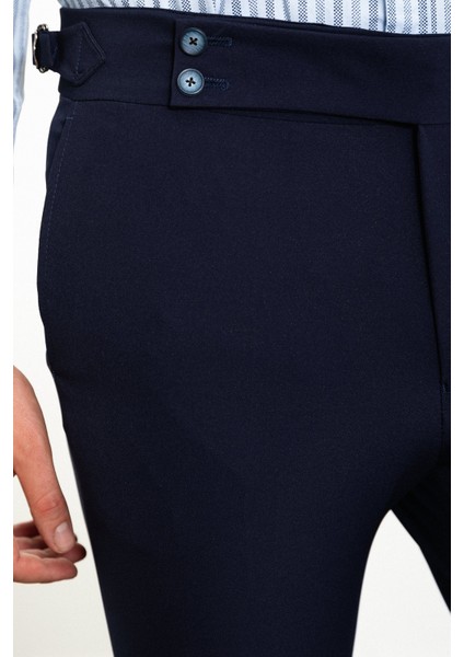 Düz Lacivert Super Slim Fit Kemerli Erkek Pantolon fiyatları