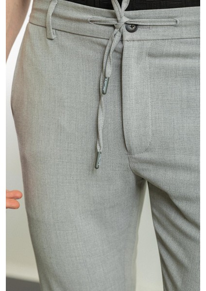 Düz Gri Renk Super Slim Fit İpli Erkek Pantolon fiyatları