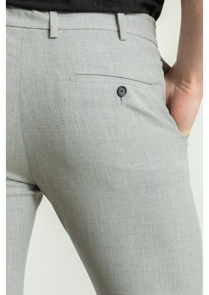 Düz Gri Renk Super Slim Fit İpli Erkek Pantolon modelleri