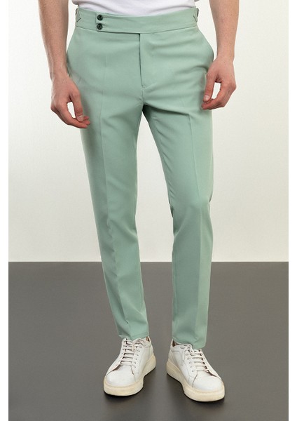 Düz Super Slim Fit Kemerli Erkek Pantolon