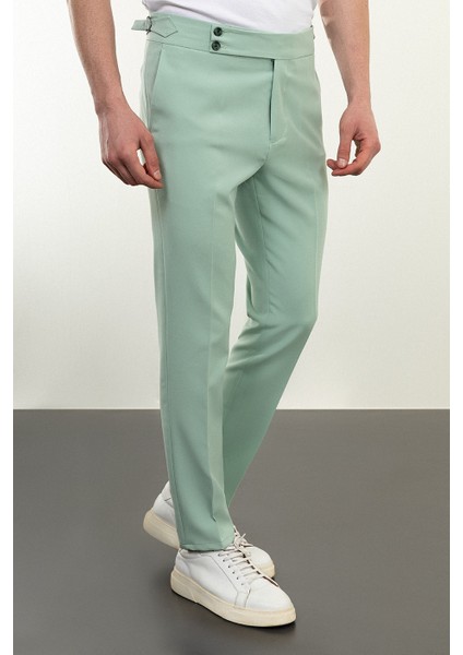Düz Super Slim Fit Kemerli Erkek Pantolon