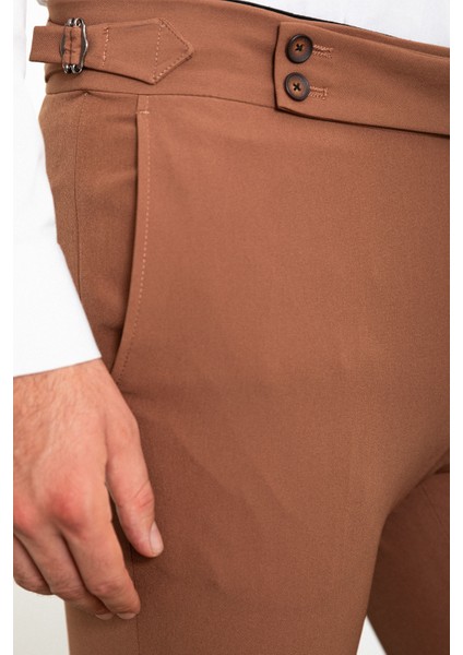Düz Kamel Super Slim Fit Kemerli Erkek Pantolon fiyatları