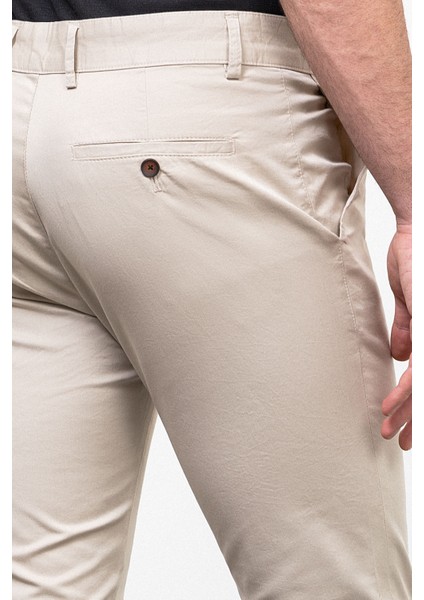 Düz Taş Rengi Super Slim Fit Erkek Pantolon