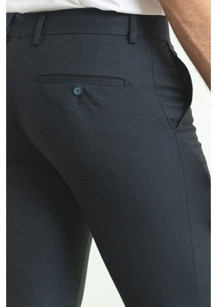 Desenli Siyah Renk Slim Fit Klasik Erkek Pantolon
