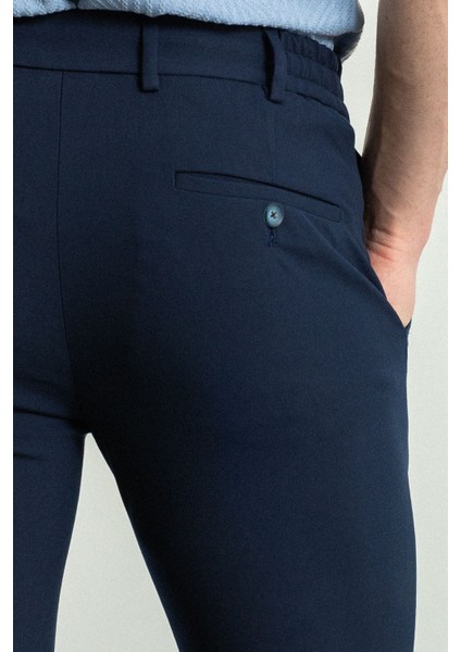 Düz Lacivert Renk Super Slim Fit İpli Erkek Pantolon modelleri