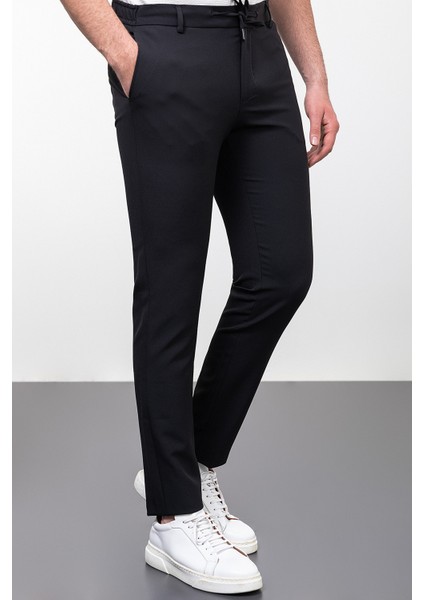 Düz Super Slim Fit İpli Erkek Pantolon