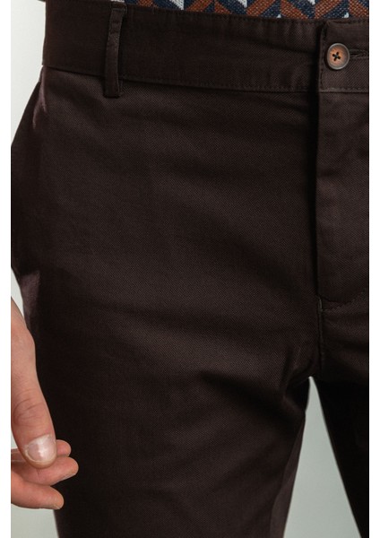 Düz Kahverengi Slim Fit Kanvas Erkek Pantolon fiyatları